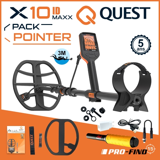 Detecteur Quest X10 IDmaxX équipé d'un Pinpointer